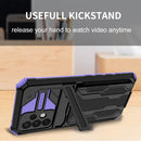 For Samsung Galaxy A52 5G / 4G Armor Card PC + TPU Shockproof Case with Card Slot & Invisible Holder(Purple)