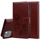 Rose Embossed Horizontal Flip PU Leather Case with Holder & Card Slots & Wallet For iPhone 13 mini(Brown)