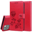 Rose Embossed Horizontal Flip PU Leather Case with Holder & Card Slots & Wallet For iPhone 13 mini(Red)