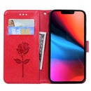 Rose Embossed Horizontal Flip PU Leather Case with Holder & Card Slots & Wallet For iPhone 13 mini(Red)