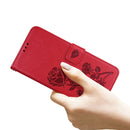 Rose Embossed Horizontal Flip PU Leather Case with Holder & Card Slots & Wallet For iPhone 13 mini(Red)