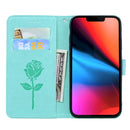 Rose Embossed Horizontal Flip PU Leather Case with Holder & Card Slots & Wallet For iPhone 13 mini(Green)