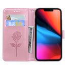 Rose Embossed Horizontal Flip PU Leather Case with Holder & Card Slots & Wallet For iPhone 13 mini(Rose Gold)