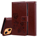Rose Embossed Horizontal Flip PU Leather Case with Holder & Card Slots & Wallet For iPhone 13(Brown)