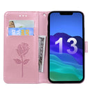 Rose Embossed Horizontal Flip PU Leather Case with Holder & Card Slots & Wallet For iPhone 13(Rose Gold)