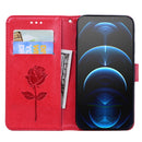 Rose Embossed Horizontal Flip PU Leather Case with Holder & Card Slots & Wallet For iPhone 13 Pro(Red)
