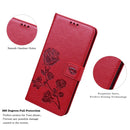 Rose Embossed Horizontal Flip PU Leather Case with Holder & Card Slots & Wallet For iPhone 13 Pro(Red)