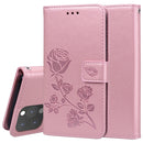Rose Embossed Horizontal Flip PU Leather Case with Holder & Card Slots & Wallet For iPhone 13 Pro(Rose Gold)