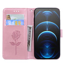 Rose Embossed Horizontal Flip PU Leather Case with Holder & Card Slots & Wallet For iPhone 13 Pro(Rose Gold)