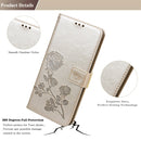 Rose Embossed Horizontal Flip PU Leather Case with Holder & Card Slots & Wallet For iPhone 13 Pro Max(Gold)