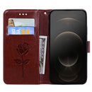 Rose Embossed Horizontal Flip PU Leather Case with Holder & Card Slots & Wallet For iPhone 13 Pro Max(Brown)