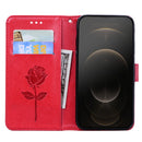 Rose Embossed Horizontal Flip PU Leather Case with Holder & Card Slots & Wallet For iPhone 13 Pro Max(Red)