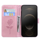 Rose Embossed Horizontal Flip PU Leather Case with Holder & Card Slots & Wallet For iPhone 13 Pro Max(Rose Gold)