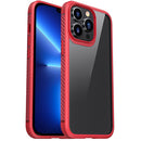 MG Series Carbon Fiber TPU + Clear PC Four-corner Airbag Shockproof Case For iPhone 13 Pro Max(Red)