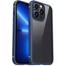 MG Series Carbon Fiber TPU + Clear PC Four-corner Airbag Shockproof Case For iPhone 13 Pro Max(Blue)