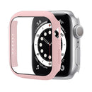 Shockproof PC Protective Case with Tempered Glass Film For Apple Watch Series 7 41mm(Pink)