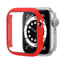 Shockproof PC Protective Case with Tempered Glass Film For Apple Watch Series 7 41mm(Red)