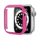 Shockproof PC Protective Case with Tempered Glass Film For Apple Watch Series 7 41mm(Rose Red)