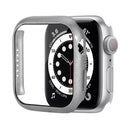 Shockproof PC Protective Case with Tempered Glass Film For Apple Watch Series 7 41mm(Silver)