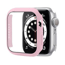Shockproof PC Protective Case with Tempered Glass Film For Apple Watch Series 7 45mm(Red Pink)