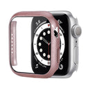 Shockproof PC Protective Case with Tempered Glass Film For Apple Watch Series 7 45mm(Rose Gold)