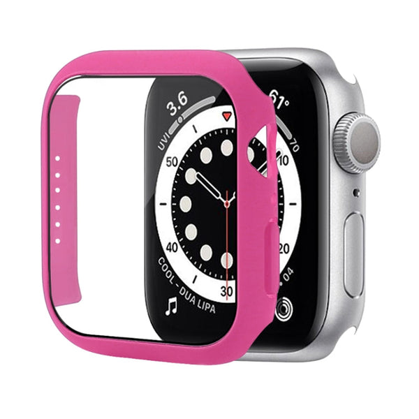 Shockproof PC Protective Case with Tempered Glass Film For Apple Watch Series 7 45mm(Rose Red)