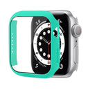 Shockproof PC Protective Case with Tempered Glass Film For Apple Watch Series 7 45mm(Light Green)