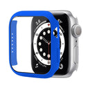 Shockproof PC Protective Case with Tempered Glass Film For Apple Watch Series 7 45mm(Dark Blue)