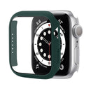 Shockproof PC Protective Case with Tempered Glass Film For Apple Watch Series 7 45mm(Dark Green)