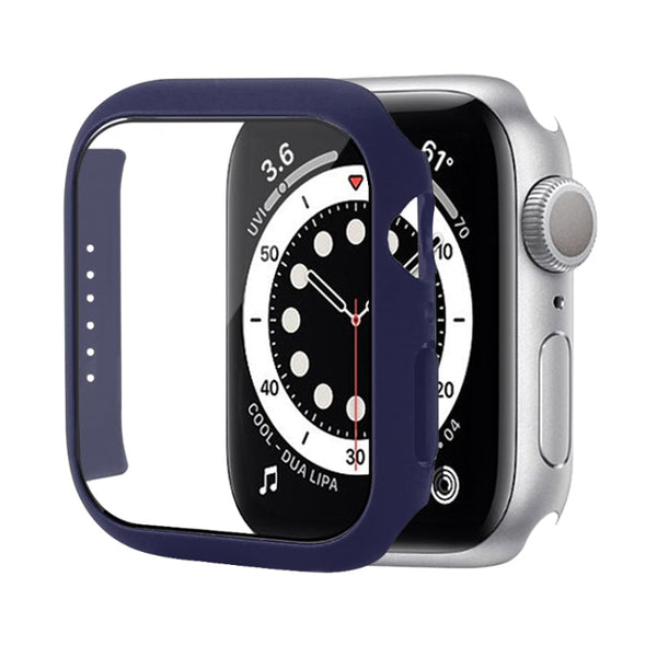 Shockproof PC Protective Case with Tempered Glass Film For Apple Watch Series 7 45mm(Midnight Blue)