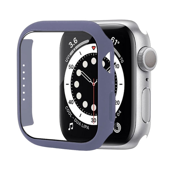 Shockproof PC Protective Case with Tempered Glass Film For Apple Watch Series 7 45mm(Lavender Purple)