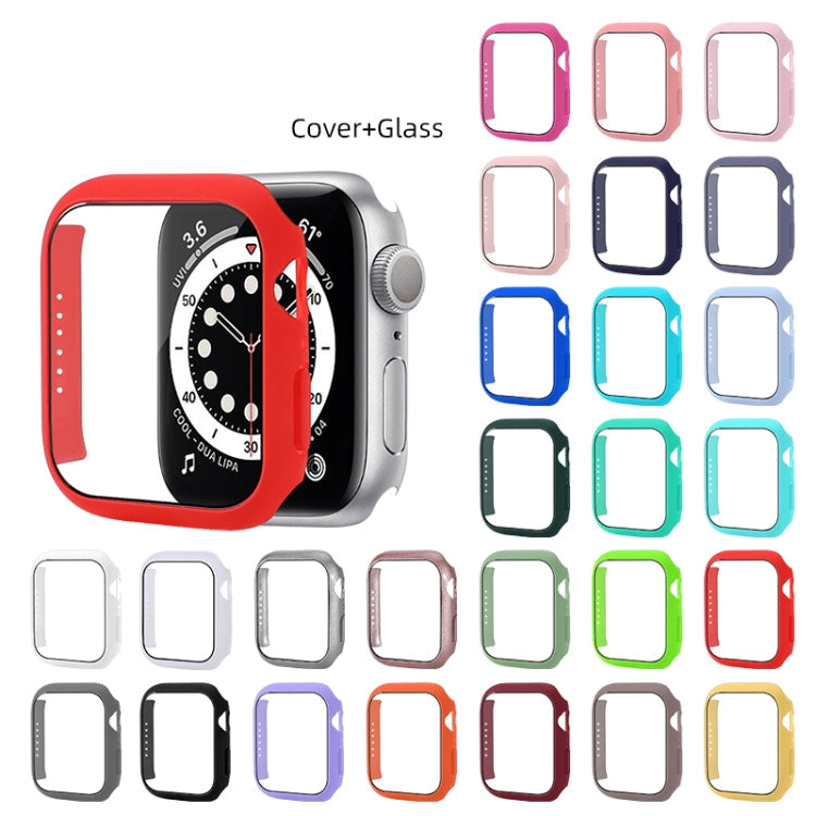 Shockproof PC Protective Case with Tempered Glass Film For Apple Watch Series 7 45mm(Midnight Blue)