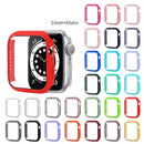 Shockproof PC Protective Case with Tempered Glass Film For Apple Watch Series 7 45mm(Rose Red)