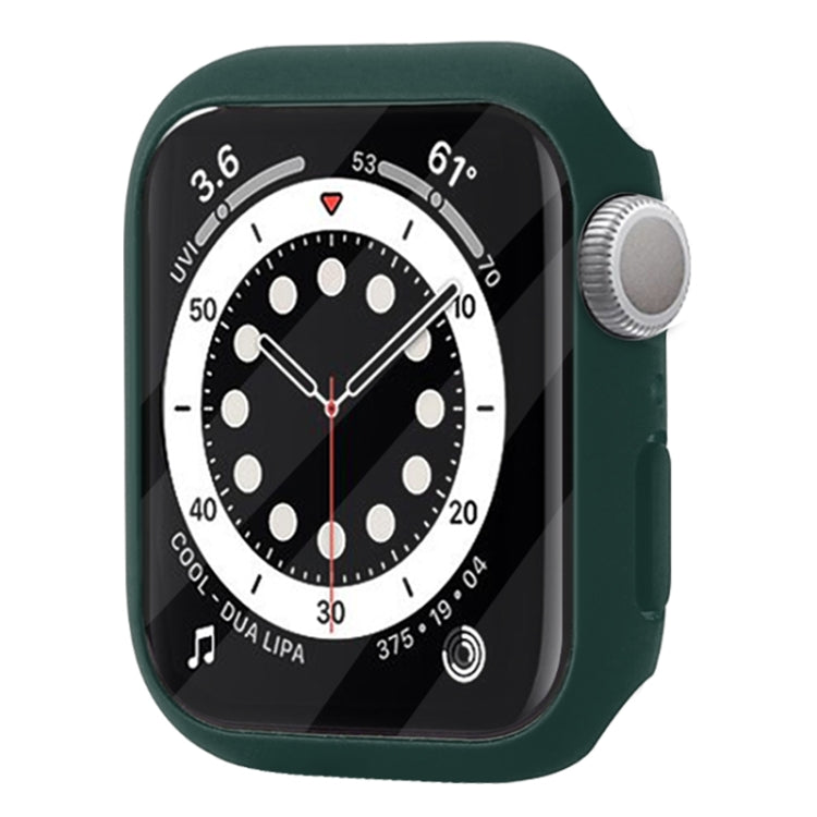 Shockproof PC Protective Case with Tempered Glass Film For Apple Watch Series 7 45mm(Dark Green)