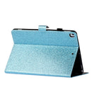 For iPad 10.2 / 10.5 Varnish Glitter Powder Horizontal Flip Leather Case with Holder & Card Slot(Blue)
