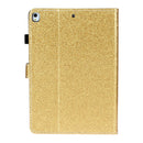 For iPad 10.2 / 10.5 Varnish Glitter Powder Horizontal Flip Leather Case with Holder & Card Slot(Gold)