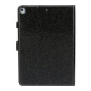 For iPad 10.2 / 10.5 Varnish Glitter Powder Horizontal Flip Leather Case with Holder & Card Slot(Black)