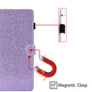 For iPad Mini 1/2/3/4/5 Varnish Glitter Powder Horizontal Flip Leather Case with Holder & Card Slot(Purple)
