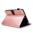 For iPad Mini 1/2/3/4/5 Varnish Glitter Powder Horizontal Flip Leather Case with Holder & Card Slot(Rose Gold)
