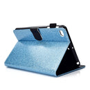 For iPad Mini 1/2/3/4/5 Varnish Glitter Powder Horizontal Flip Leather Case with Holder & Card Slot(Blue)