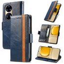 For Huawei P50 Pro CaseNeo Business Splicing Dual Magnetic Buckle Horizontal Flip PU Leather Case with Holder & Card Slots & Wallet(Blue)