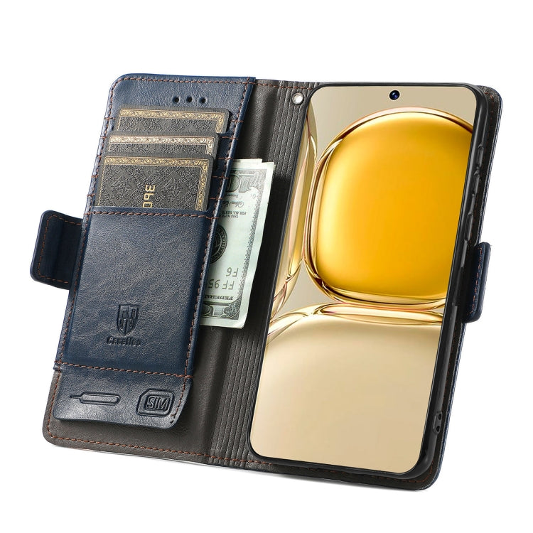 For Huawei P50 Pro CaseNeo Business Splicing Dual Magnetic Buckle Horizontal Flip PU Leather Case with Holder & Card Slots & Wallet(Blue)
