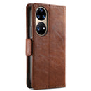 For Huawei P50 Pro CaseNeo Business Splicing Dual Magnetic Buckle Horizontal Flip PU Leather Case with Holder & Card Slots & Wallet(Brown)
