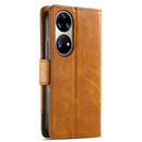 For Huawei P50 Pro CaseNeo Business Splicing Dual Magnetic Buckle Horizontal Flip PU Leather Case with Holder & Card Slots & Wallet(Khaki)