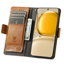 For Huawei P50 Pro CaseNeo Business Splicing Dual Magnetic Buckle Horizontal Flip PU Leather Case with Holder & Card Slots & Wallet(Khaki)