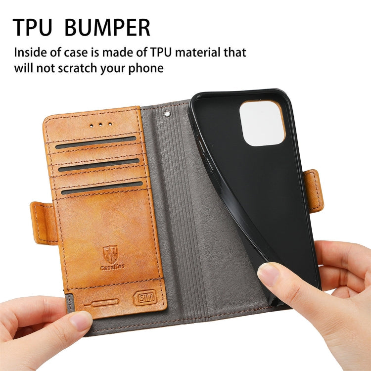 For Huawei P50 Pro CaseNeo Business Splicing Dual Magnetic Buckle Horizontal Flip PU Leather Case with Holder & Card Slots & Wallet(Khaki)