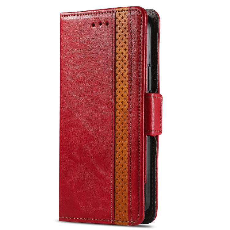 For Huawei P50 Pro CaseNeo Business Splicing Dual Magnetic Buckle Horizontal Flip PU Leather Case with Holder & Card Slots & Wallet(Red)