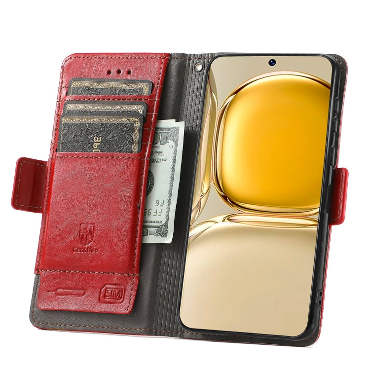 For Huawei P50 Pro CaseNeo Business Splicing Dual Magnetic Buckle Horizontal Flip PU Leather Case with Holder & Card Slots & Wallet(Red)