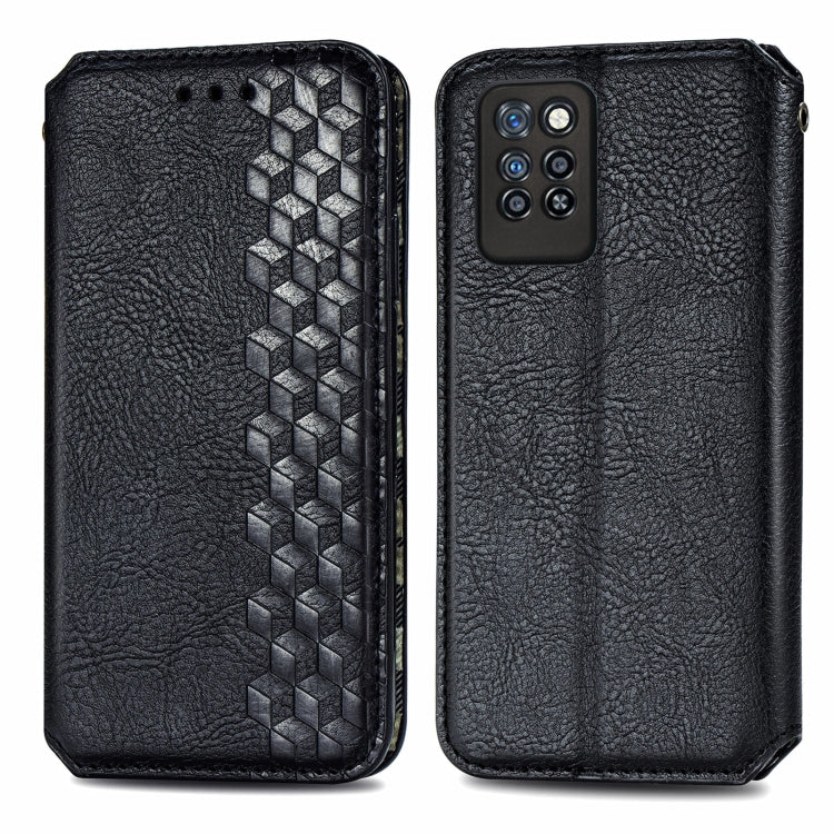 For Infinix Note 10 Pro Cubic Grid Pressed Horizontal Flip Magnetic PU Leather Case with Holder & Card Slots & Wallet(Black)