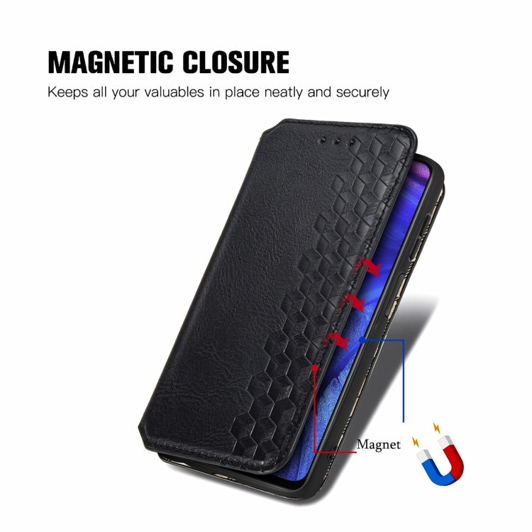 For Infinix Note 10 Pro Cubic Grid Pressed Horizontal Flip Magnetic PU Leather Case with Holder & Card Slots & Wallet(Black)